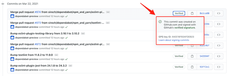 Checking a verified commit on Github