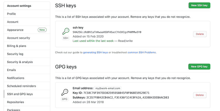 A configured GPG key on Github